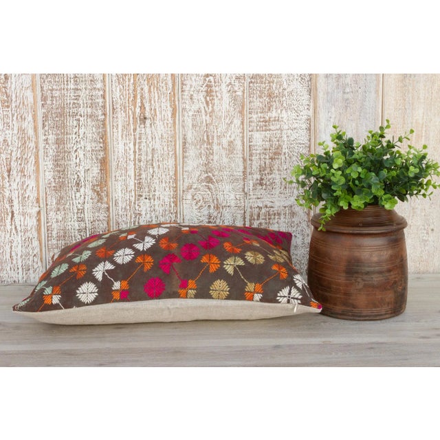 Early 21st Century Mika Antique Indian Folk Lumbar Pillow For Sale - Image 5 of 8