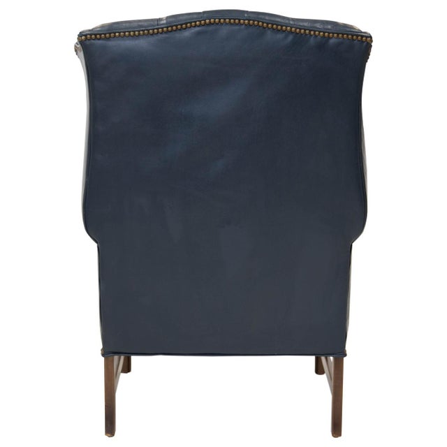 Navy Leather Chesterfield Wingback Chair Chairish