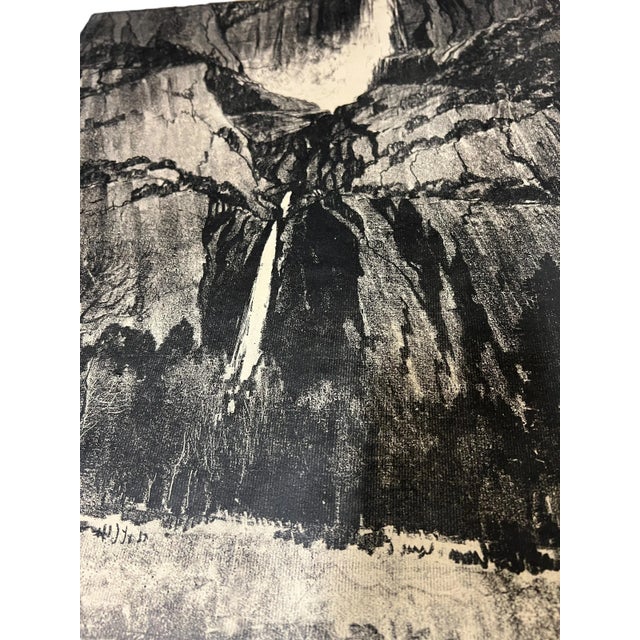 American "Lower Falls, Yosemite" Joseph Pennell Pencil Signed & Titled Lithograph Print For Sale - Image 3 of 7
