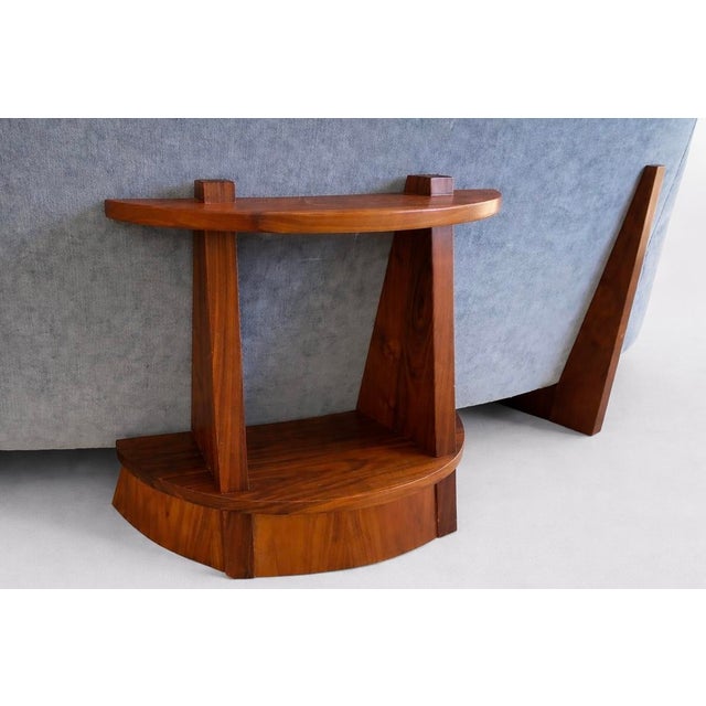 Textile One-of-One Bespoke Curved 2 Piece Sectional + Ottoman + Custom Table For Sale - Image 7 of 11