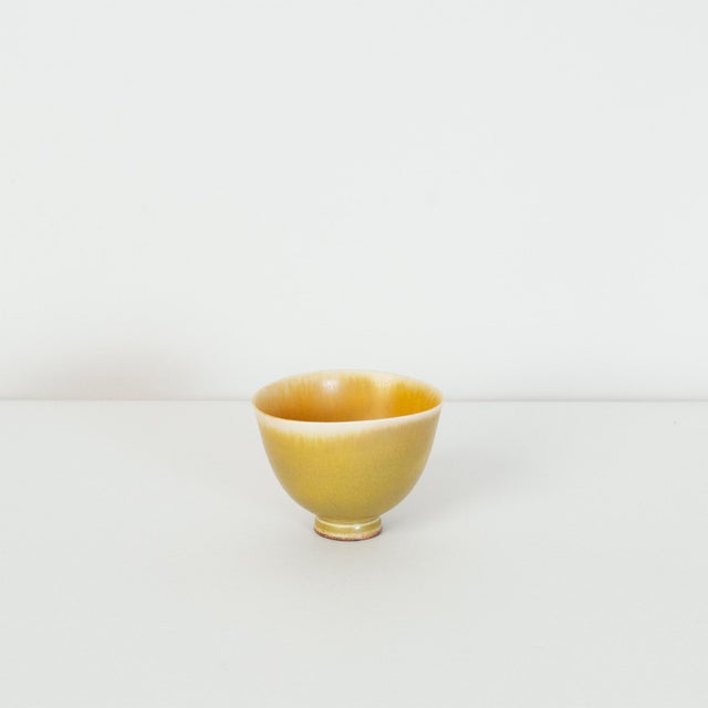 Miniature Yellow Bowl on Foot Thrown by Berndt Friberg, 1960s, in Flawless conditions. Designed 1960 to 1969 This piece...