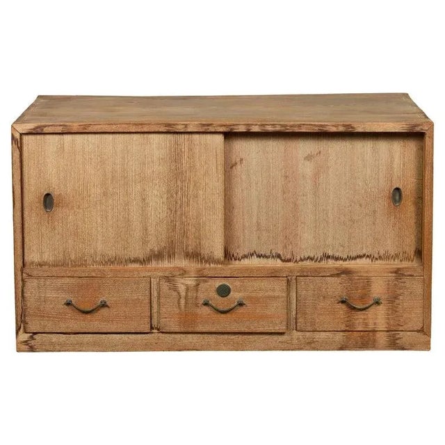 Japanese Early 20th Century Low Storage Cabinet with Sliding Doors & Drawers For Sale - Image 13 of 13