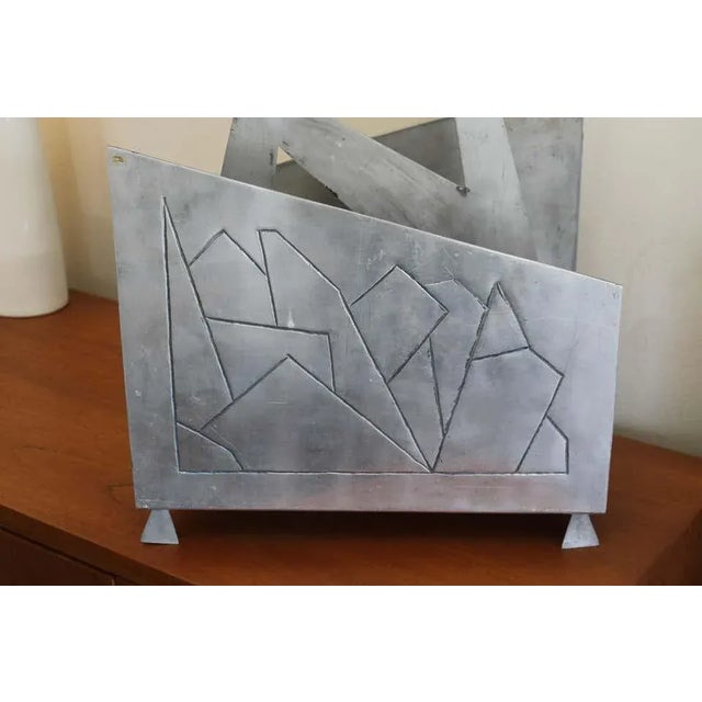 1960s Modern Aluminum Magazine / Log Holder Rack For Sale - Image 4 of 11