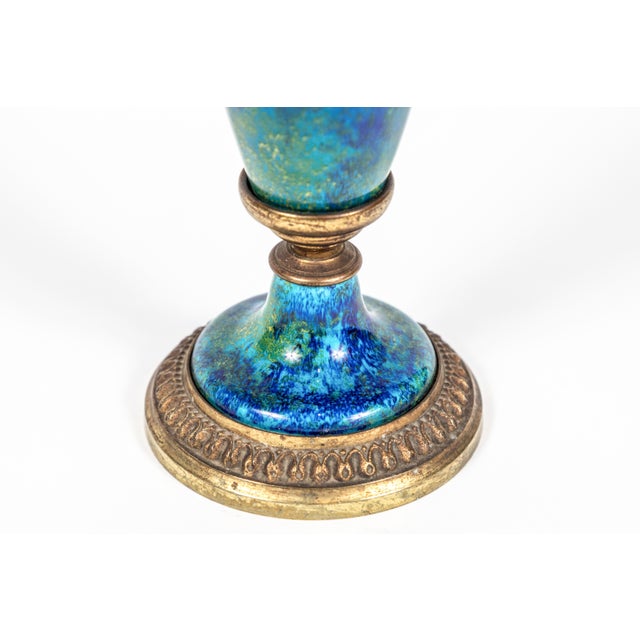 1910s Petite, Turquoise, Porcelain Urns, circa 1910 - A Pair For Sale - Image 5 of 6