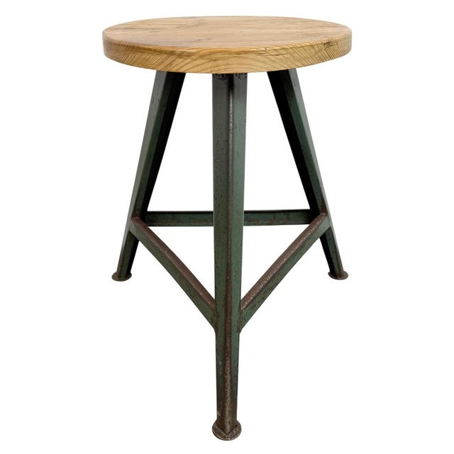 Industrial Green Workshop Stool, 1960s For Sale - Image 18 of 18
