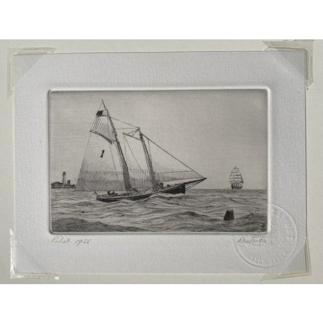Charles J. A. Wilson (1880-1965) "Pilot" restrike etching issued by Mystic Seaport Museum. Titled and dated lower left,...