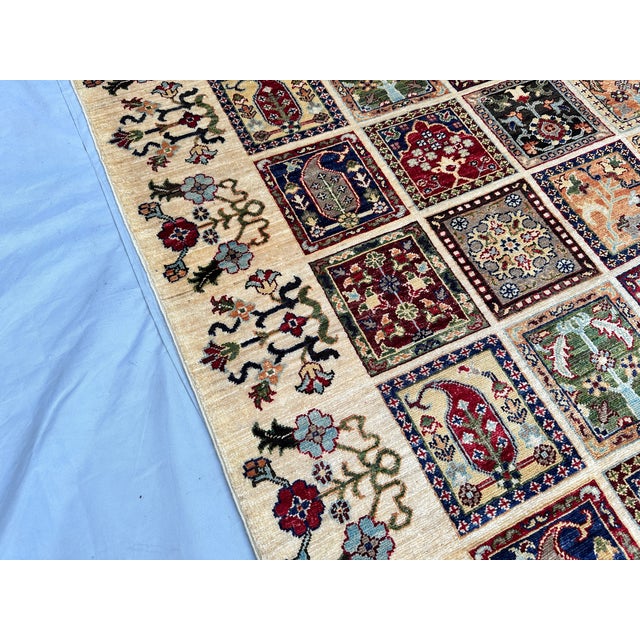 Hand-Knotted Afghan Bakhtiari Panel Garden Wool Area Rug - 8'1" X 11'5" For Sale - Image 12 of 16
