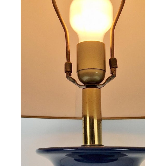 Blue Vintage Jar Table Lamp in Ceramic and Brass, 1970 For Sale - Image 8 of 9
