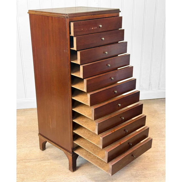 Antique Traditional Mahogany 11-Drawer Sheet Music File Cabinet For Sale - Image 6 of 13