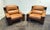 1970s Heavy Circa 1970 Oak and Cognac Leather French Club Chairs For Sale - Image 5 of 9
