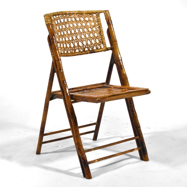 Bamboo & Cane Folding Side Chairs For Sale - Image 4 of 11
