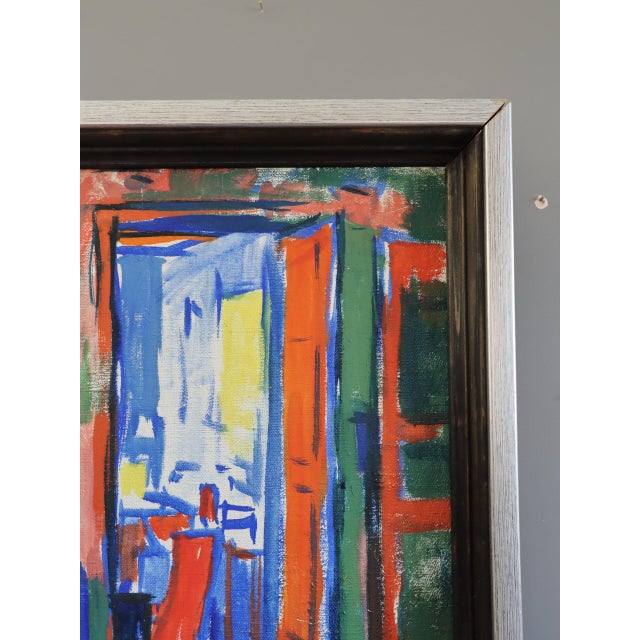 Mid-Century Modern 'Vibrant Interior' Vintage Original Expressive Interior Oil Painting, Framed For Sale - Image 6 of 12