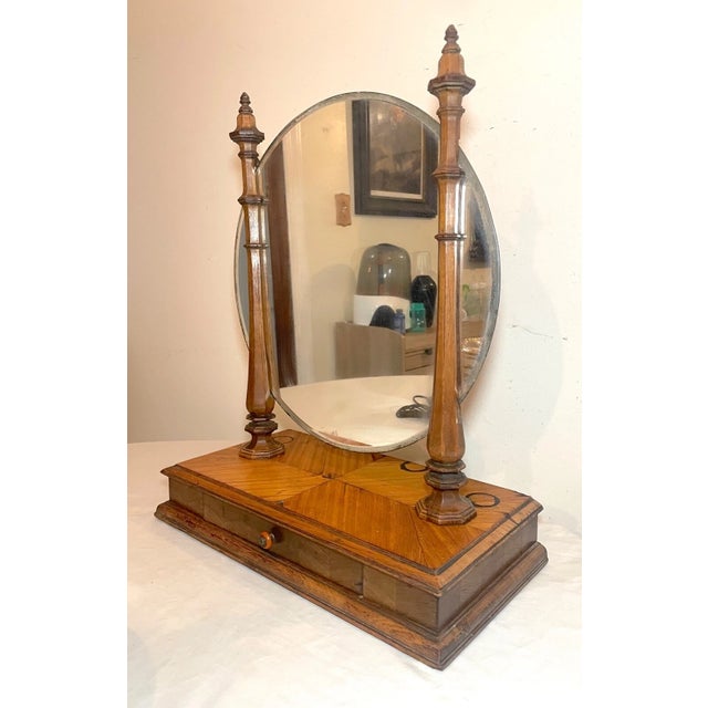 Antique Handmade 19th Century Steeple Dresser Top Wood Bakelite Vanity Mirror For Sale In New York - Image 6 of 15