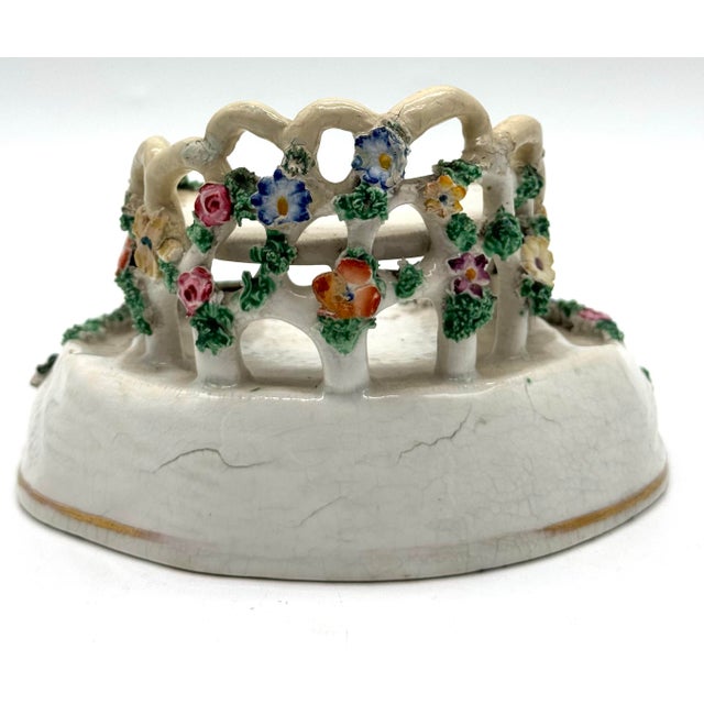 19th-Century Staffordshire Porcelain Floral Garden Bower With Gilt Steps For Sale In Philadelphia - Image 6 of 8