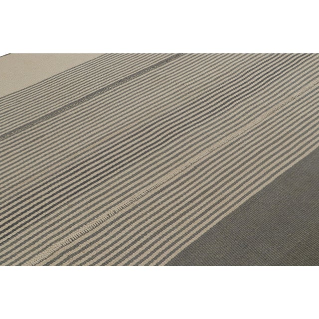 Rug & Kilim Rug & Kilim’s Contemporary Kilim, With Vertical Stripes in Beige and Brown For Sale - Image 4 of 7