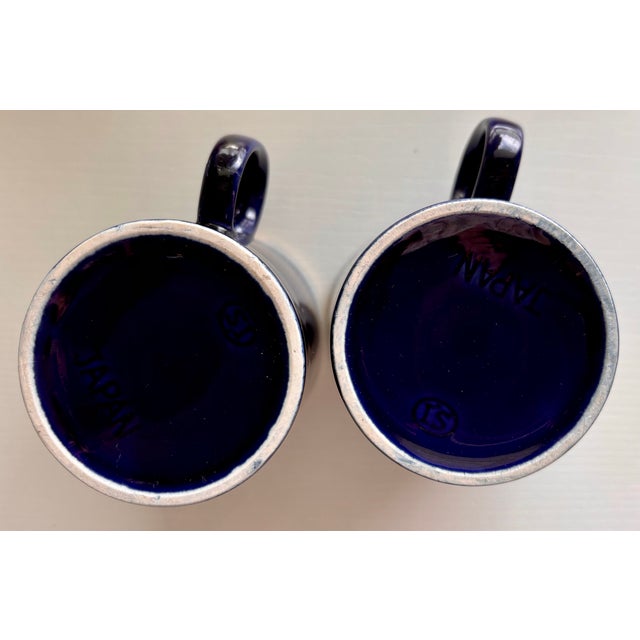 Vintage Navy Blue and Gold Japanese Matcha Mugs - 24k Gold Ornate Ladies Afternoon Tea Design - Set of 2 For Sale - Image 9 of 12