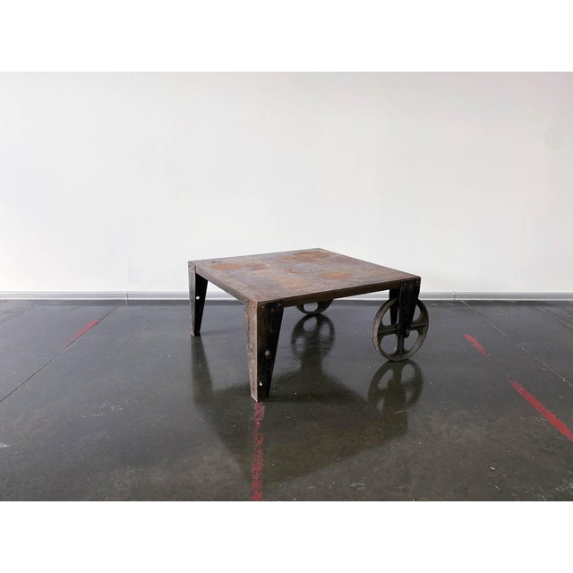 Black Brutalist Industrial Steel Coffee Table For Sale - Image 8 of 12