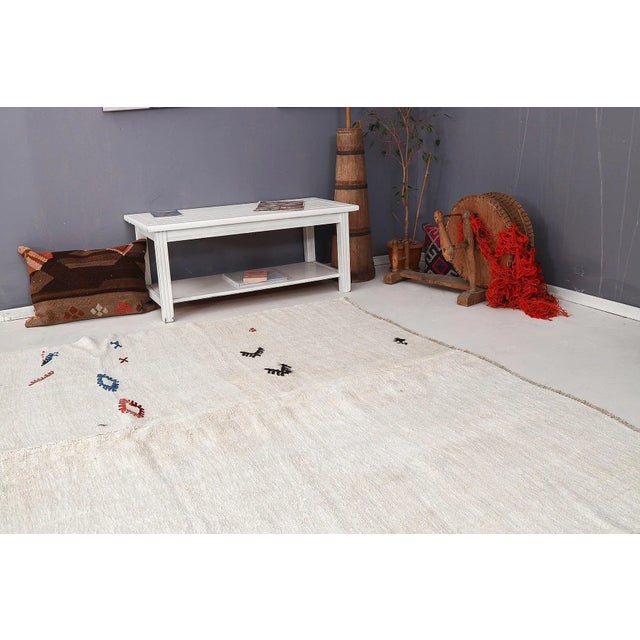 Mid 20th Century Large Vintage Hemp Kilim Rug For Sale In Los Angeles - Image 6 of 7