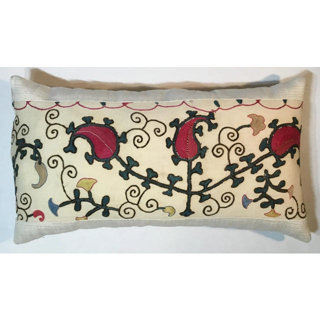 Textile Antique Hand-Embroidered Suzani Pillow For Sale - Image 7 of 13