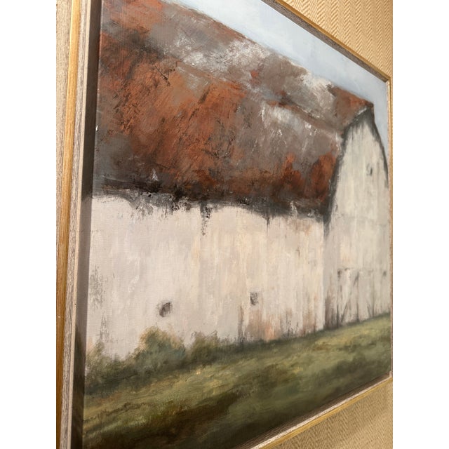 Wood Pair of Leftbank Art Hand-Enhanced Barn Landscapes in Custom Gallery Frames For Sale - Image 7 of 9