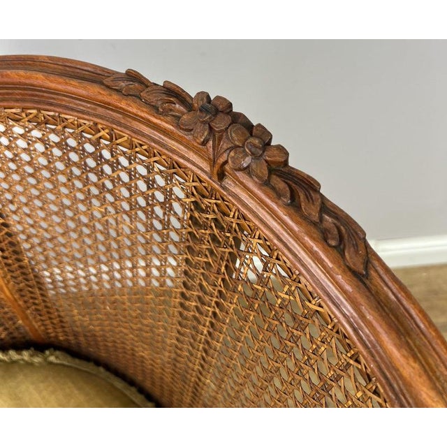 Vintage French Cane Upholstered Accent Carved Chair For Sale - Image 14 of 15