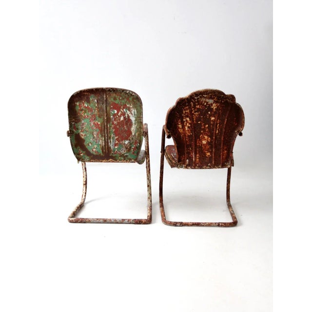 Metal Mid-Century Metal Patio Chairs Pair For Sale - Image 7 of 11