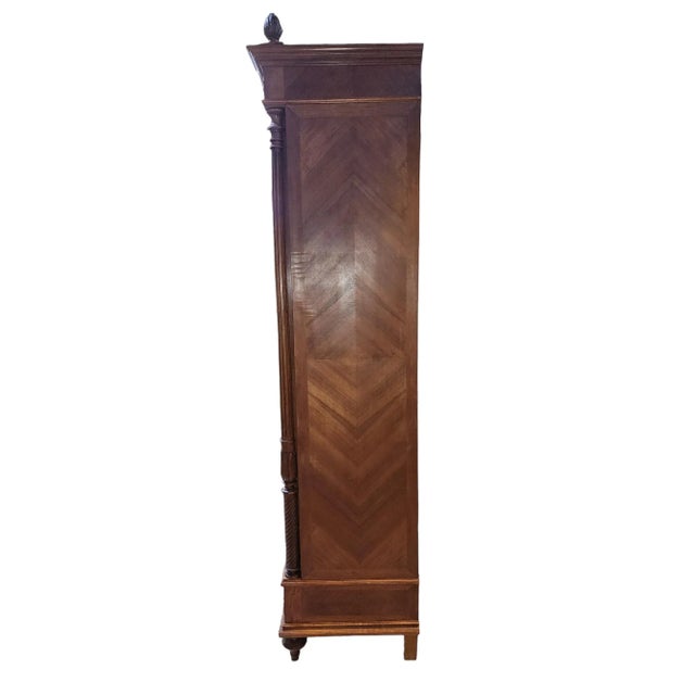 Early 20th Century Early 1900s Irish Large Crested Top Wardrobe For Sale - Image 5 of 7