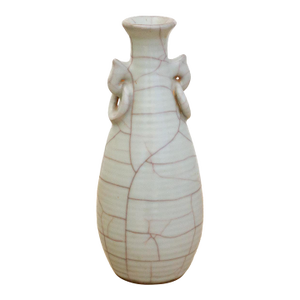 Ge-Type Crackle Vase W/Elephant Handles