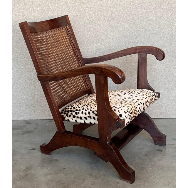 Pair of Mid 20th Century Walnut, Caned Back Fireplace Low Armchairs For Sale - Image 4 of 18