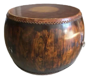 Late 19th Century Natural Wood Drum Coffee Table