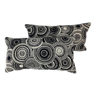 Pair of Concentric Circles Chenille Lumbar Pillows For Sale