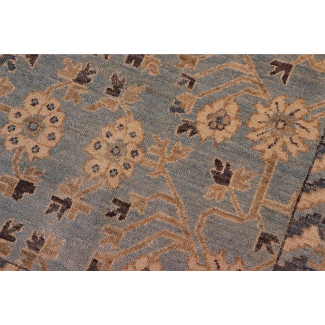 Boho Chic 1990s Boho Chic Ziegler Blue Beige Hand-Knotted Wool Rug - 7'11'' X 9'9'' For Sale - Image 3 of 8
