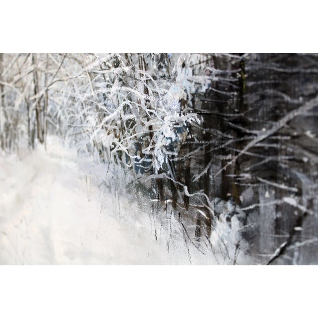 Janis Zingitis, Winter Road in the Forest, 2023, Oil on Canvas For Sale - Image 9 of 11