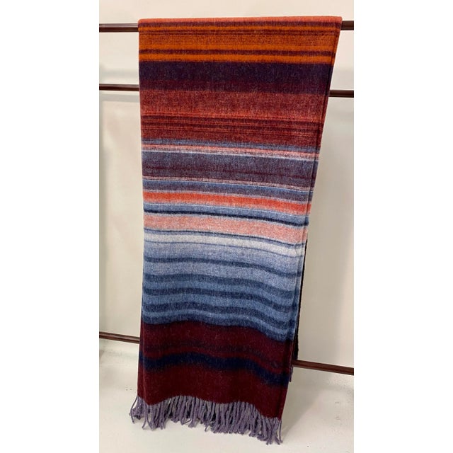 Super Soft Merino Lambswool Throw With a Colorful Retro 70’s Inspired Stripe Pattern - Made in England For Sale - Image 12 of 12