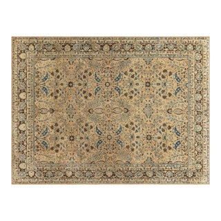 Vintage Persian Meshad Botanic Handmade Wool Carpet For Sale