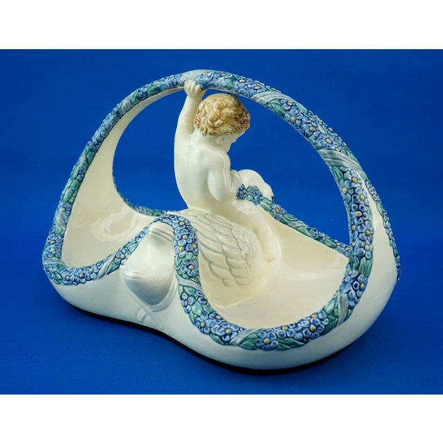 Art Deco Swan Basket with Putto by Wilhelm Peter August Sus for Karlsruhe, Germany, 1920s For Sale - Image 4 of 18