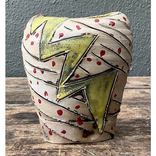 Vintage Original Studio Pottery Lightning Bolt Vase For Sale - Image 11 of 12
