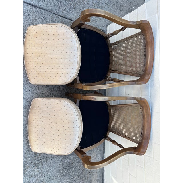 Mid-Century Modern Vintage Pair of Stanley Furniture Company Cane Back Chairs For Sale - Image 3 of 9