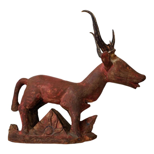 Old Bali or Java Temple Deer Statue Indonesian Folk Art Carving For Sale