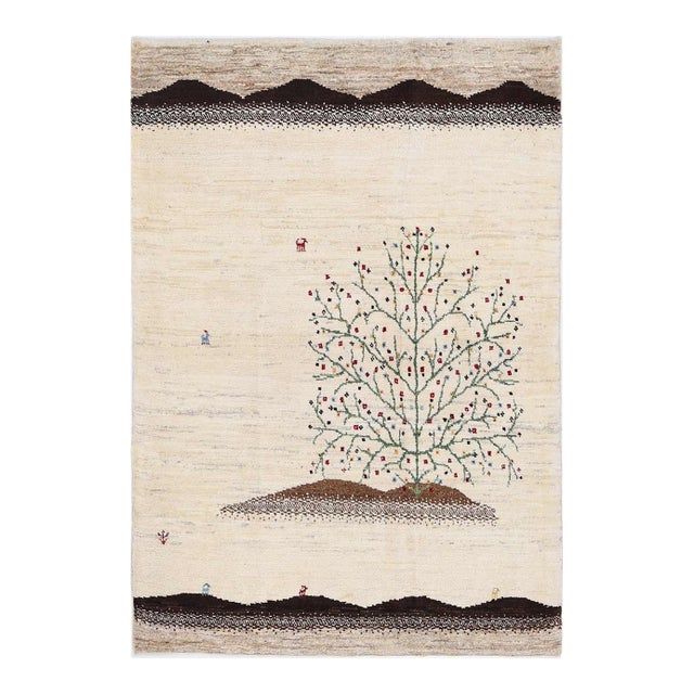 Pasargad DC Beige Color Fine Hand Knotted Persian Gabbeh For Sale