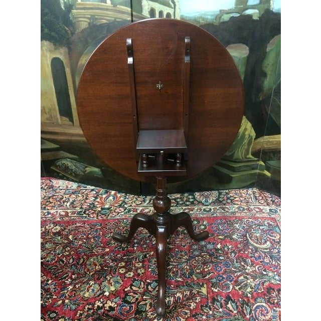 Wood Vintage Tilt Top Table, Mahogany Accent Table For Sale - Image 7 of 12