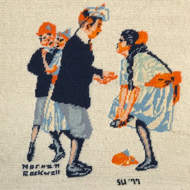 1977 Norman Rockwell Framed Needlepoint For Sale In Baltimore - Image 6 of 9