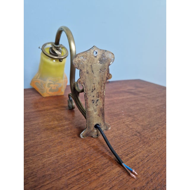 Art Nouveau Wall Light in Bronze and Satin Glass, 1900s For Sale - Image 11 of 18