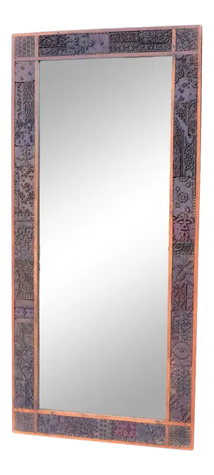 Reclaimed Repurposed Handmade Hand Carved Wall Mirror| Farmhouse Style Unique Log Cabin | Distressed Black Entryway Living Room Mirror
