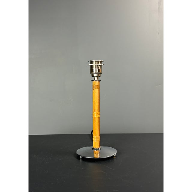 Pencil Reed Rattan Bamboo and Chrome Table Lamps, 1980s, Set of 2 For Sale - Image 15 of 18
