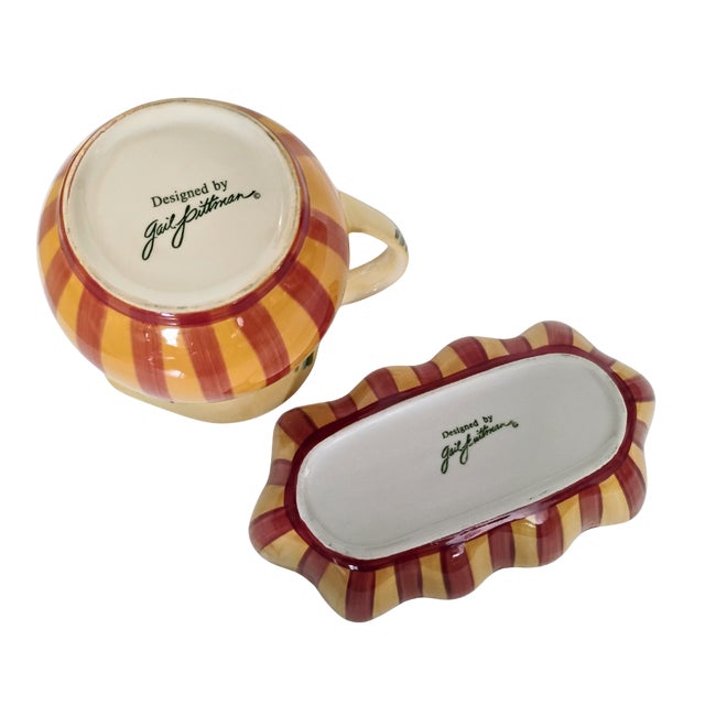 1990s Southern Living at Home Gail Pittman "Siena" Ceramic Pitcher & Dish Set - 2 Pieces For Sale - Image 5 of 16