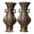 Pair of Vintage Gold-Inlaid Bronze Peacock Vases - Asian Chinoiserie Archaic Vessels For Sale