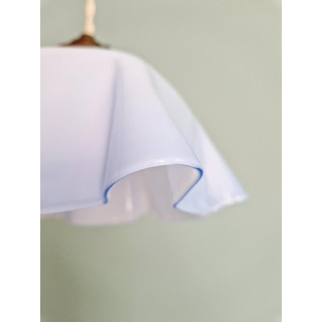 Glass Art Deco Pendant Light in Pleated Mauve Opaline Glass, 1920s For Sale - Image 7 of 13