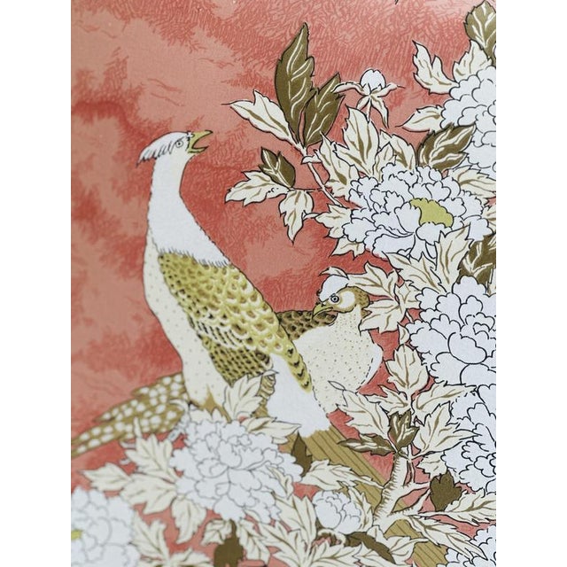 Upholstered Slipper Lounge Chairs Depicting Pheasants and Peon, Set of 2 For Sale - Image 5 of 13