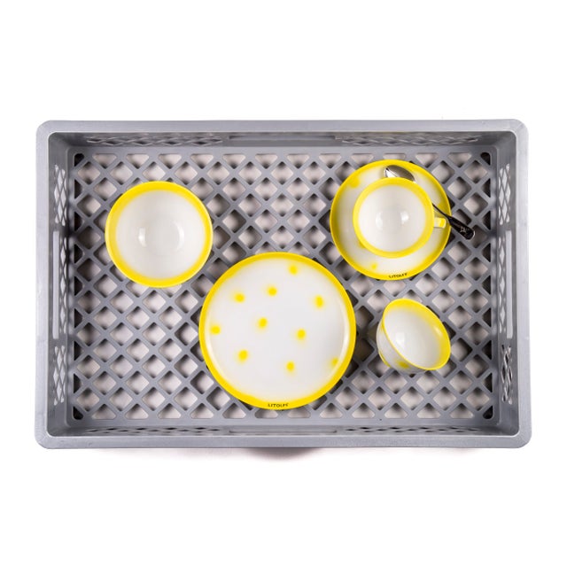 Contemporary Yellow Dots Porcelain Collection Plate from Litolff For Sale - Image 3 of 16